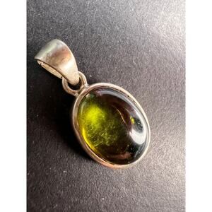 NEW Green with pink tourmaline sterling silver pendant 2.34 grams